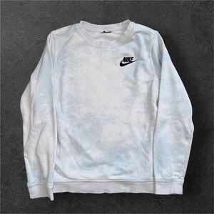 Nike Sportswear Crewneck Sweatshirt Women XXS Light Blue Acid Wash Cloud Dye